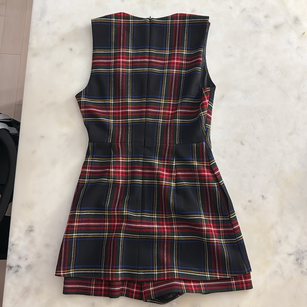 🎯 MAJE Iris Tartan Sleeveless Romper – Size 36 – Plaid V-Neck One-Piece 🎯 - Picture 2 of 3